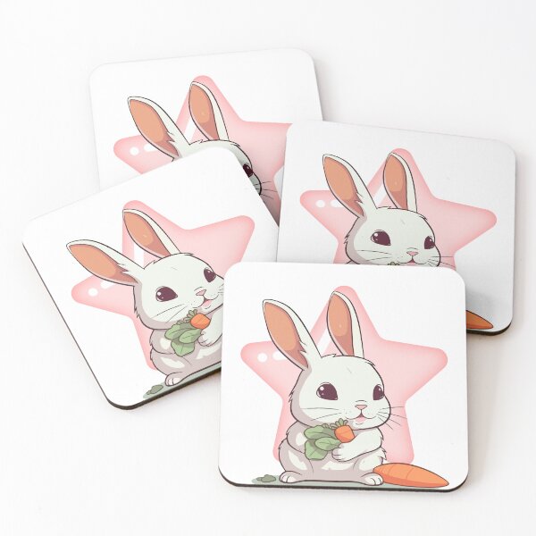 Item preview, Cute Kawaii Bunny Eating Carrot Pink Star designed and sold by Rhodes Shop.