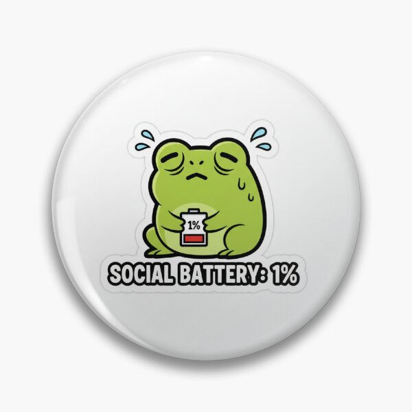 Item preview, Social Battery 1% Frog – Pegatina Kawaii para introvertidos | Diseño divertido para cambiar el estado de ánimo designed and sold by mayatA-rt.