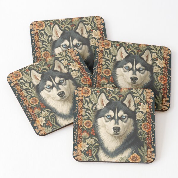 Item preview, Black and White Siberian Husky with Blue Eyes designed and sold by AntiqueImages.