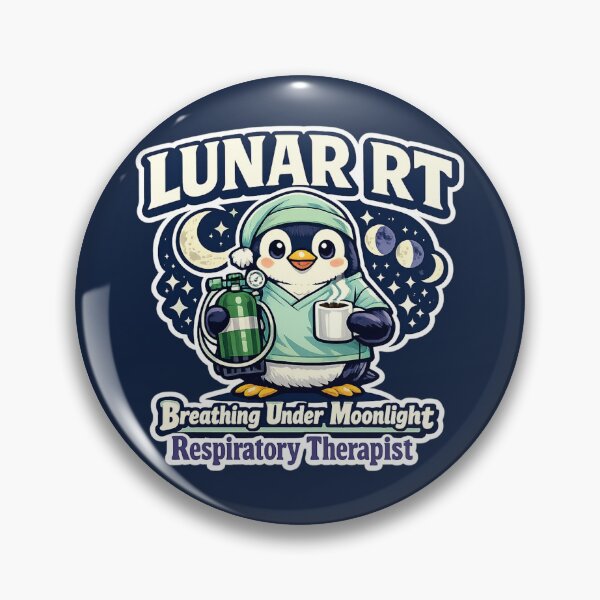 Item preview, LUNAR RT Penguin Respiratory Therapist Night Shift Retro Medical Mascot Sticker designed and sold by ClinicalHubs.