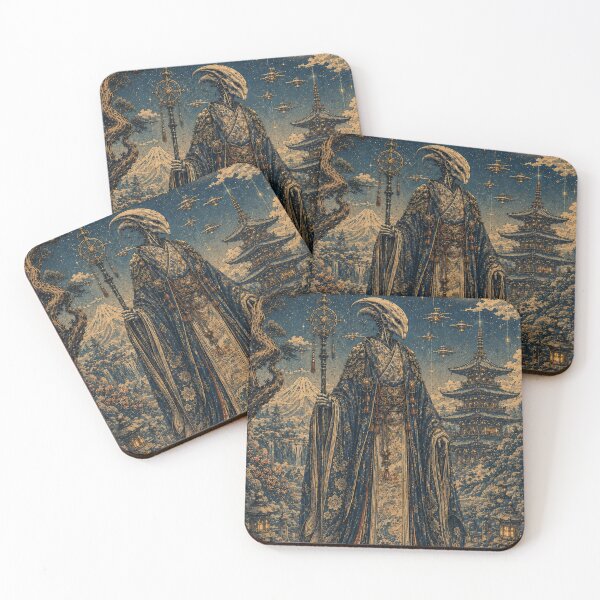 Item preview, Moonlit Alien Guardian Ukiyo-e designed and sold by CosmicUkiyo.