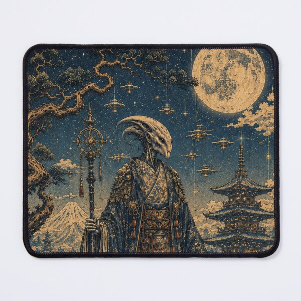 Item preview, Moonlit Alien Guardian Ukiyo-e designed and sold by CosmicUkiyo.