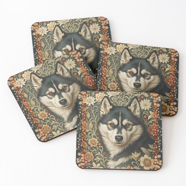 Item preview, Black and White Siberian Husky with Brown Eyes designed and sold by AntiqueImages.