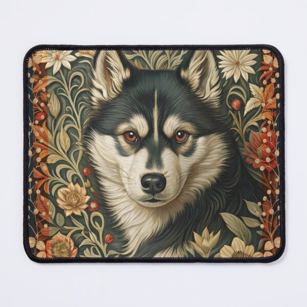 Item preview, Black and White Siberian Husky with Brown Eyes designed and sold by AntiqueImages.