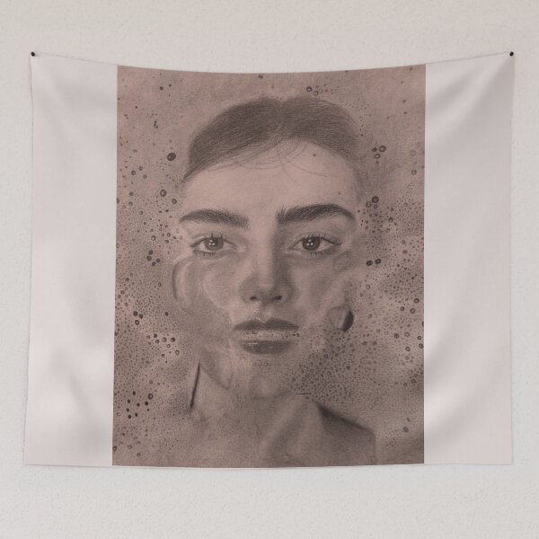 Item preview, Submerged Thoughts - Surreal Pencil Portrait Drawing designed and sold by samahl_l.