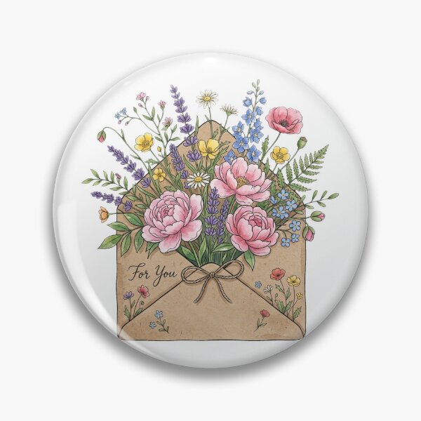 Item preview, Vintage Watercolor Flower Envelope Wildflowers Bouquet designed and sold by DuckOddity.