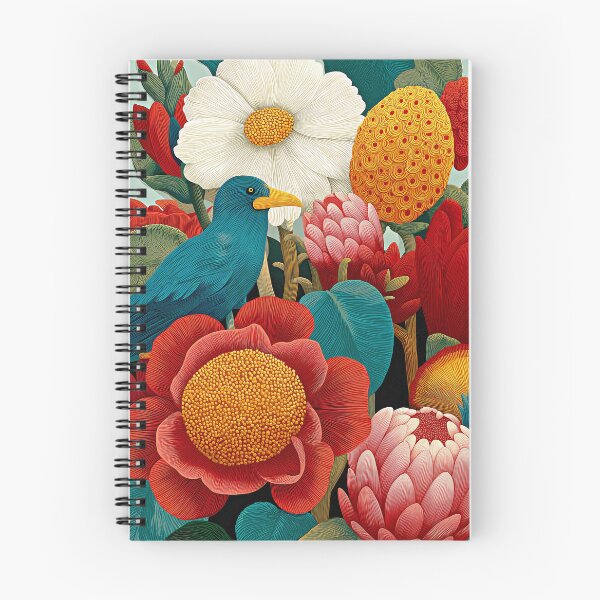 Item preview, Teal Bird Botanical Flowers Art Print Colorful Floral Wall Decor Poster designed and sold by Artistic Gift Print.