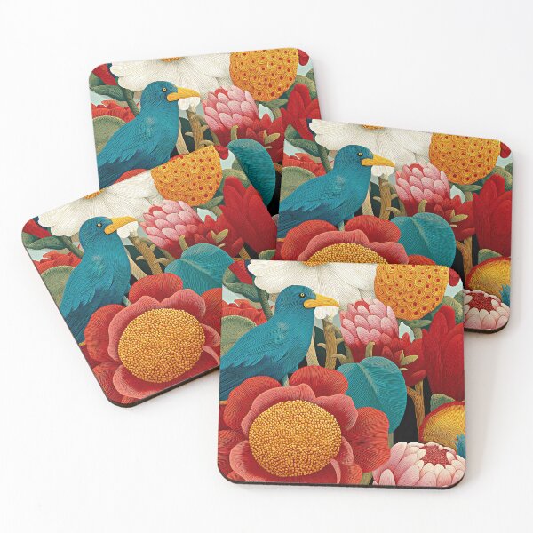 Item preview, Teal Bird Botanical Flowers Art Print Colorful Floral Wall Decor Poster designed and sold by Artistic Gift Print.
