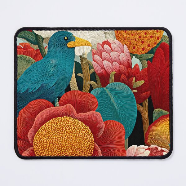 Item preview, Teal Bird Botanical Flowers Art Print Colorful Floral Wall Decor Poster designed and sold by Artistic Gift Print.