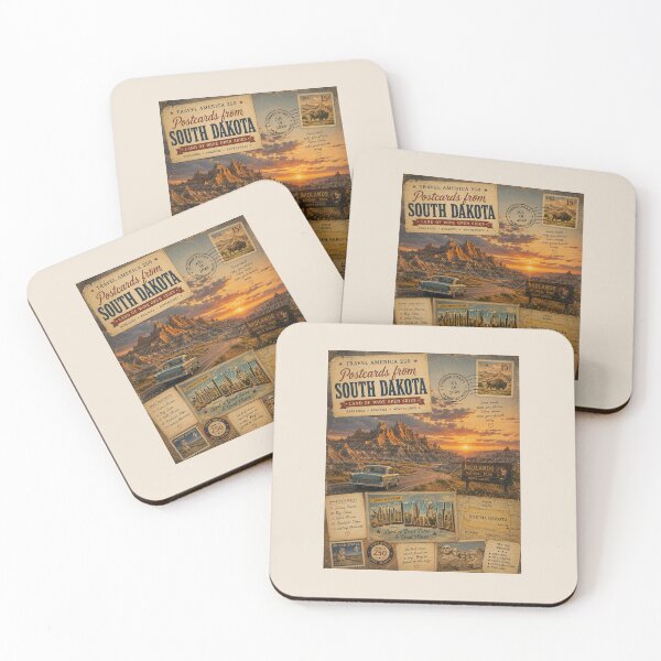 Item preview, Postcards from South Dakota – Badlands Sunset Road Trip | Travel America 250 Vintage Americana Art designed and sold by Novel Works Studio.
