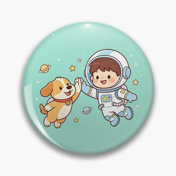 Item preview, Cute Astronaut Boy and Space Dog High Five in Galaxy designed and sold by TeyArtWork.