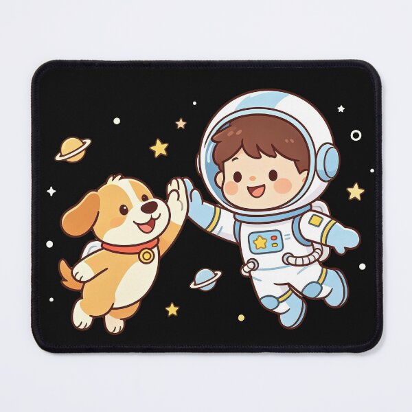 Item preview, Cute Astronaut Boy and Space Dog High Five in Galaxy designed and sold by TeyArtWork.