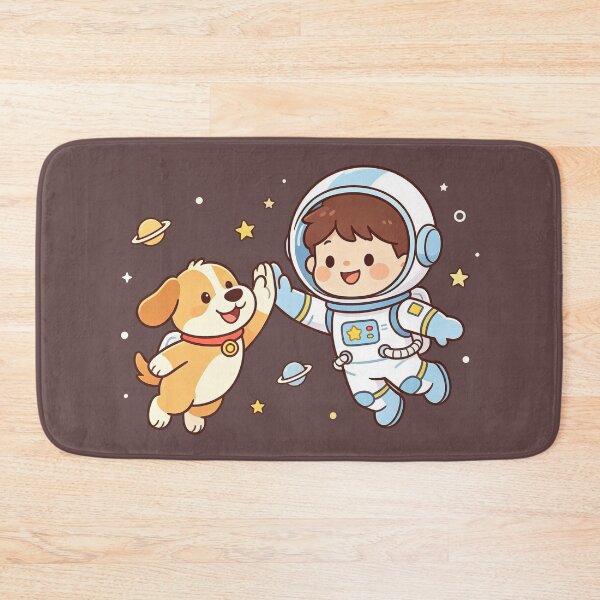 Item preview, Cute Astronaut Boy and Space Dog High Five in Galaxy designed and sold by TeyArtWork.