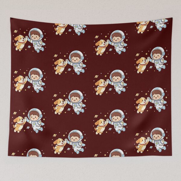 Item preview, Cute Astronaut Boy and Space Dog High Five in Galaxy designed and sold by TeyArtWork.