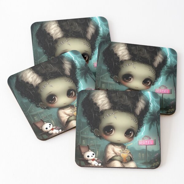 Item preview, Bride of Frankenstein Motel Pool Summerween Gothic Horror Art designed and sold by InkAndGloom.