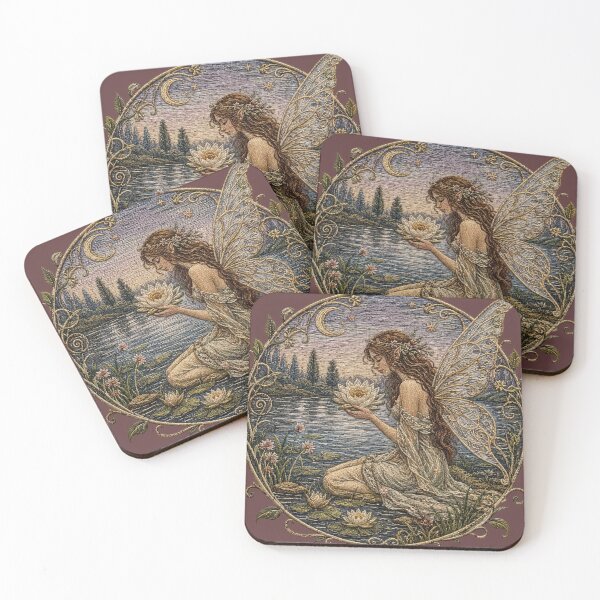 Item preview, Washed Water lily fairy | Medieval Fantasy Faux Embroidery Art designed and sold by doinitzart.