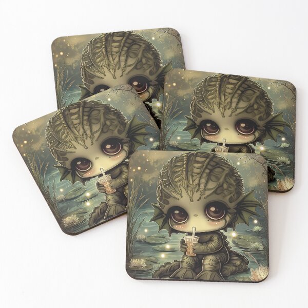 Item preview, Swamp Monster Relaxing in the Swamp Retro Summerween Creature Art designed and sold by InkAndGloom.