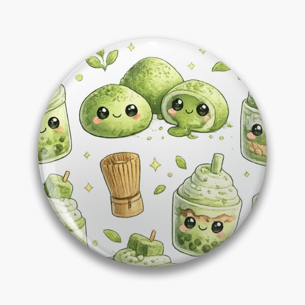 Item preview, Matcha Green Tea Kawaii Pattern designed and sold by redsharkuk.