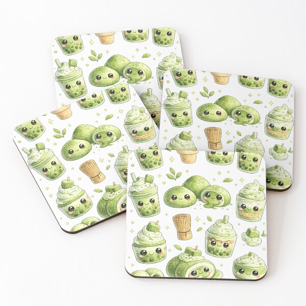 Item preview, Matcha Green Tea Kawaii Pattern designed and sold by redsharkuk.