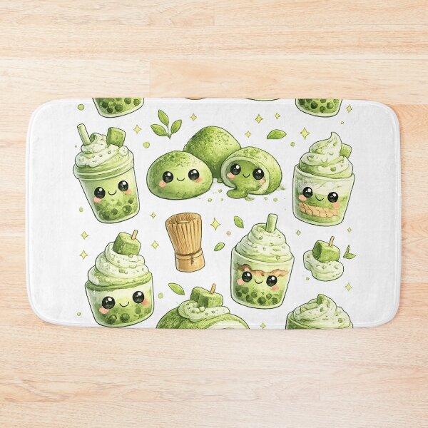 Item preview, Matcha Green Tea Kawaii Pattern designed and sold by redsharkuk.