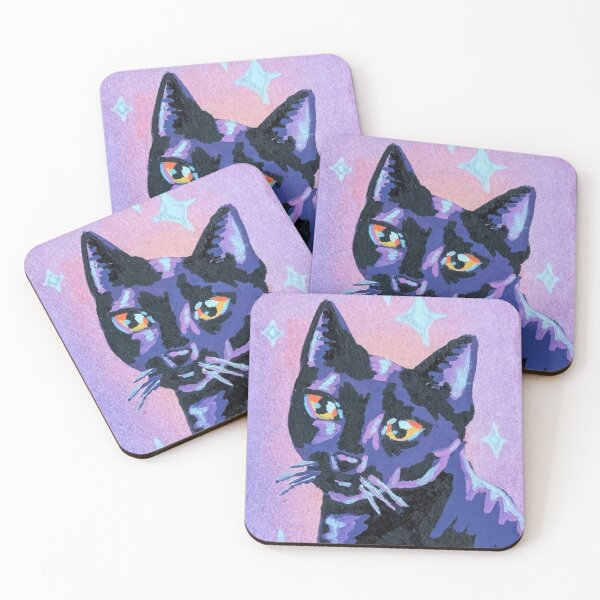 Item preview, Whimsical Purple Kitty Painting designed and sold by AnubisAltarArt.