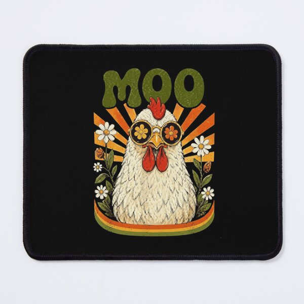 Item preview, Funny Retro Chicken Saying Moo - Groovy Hippie Hen with Sunglasses designed and sold by haitrieuic96.