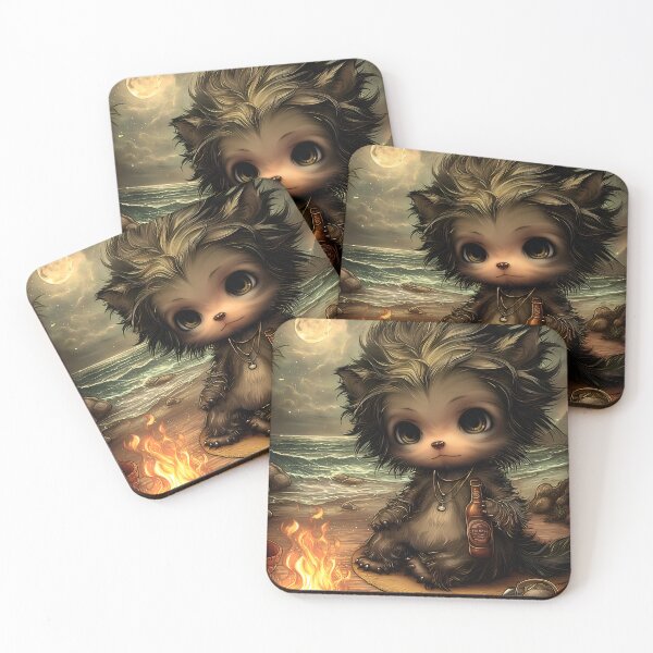 Item preview, Werewolf Beach Bonfire Summerween Retro Gothic Horror Art designed and sold by InkAndGloom.