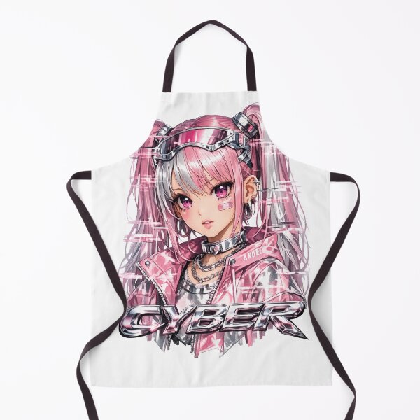 Item preview, Y2K Cyber Anime Girl Glitch Aesthetic | Pink Chrome Cybercore Streetwear Design designed and sold by Sarvionstudio.
