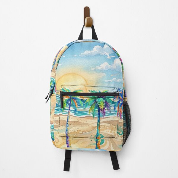 Item preview, Vibrant Watercolor Beach Sunrise with Tropical Palm Trees designed and sold by VibranPalette.