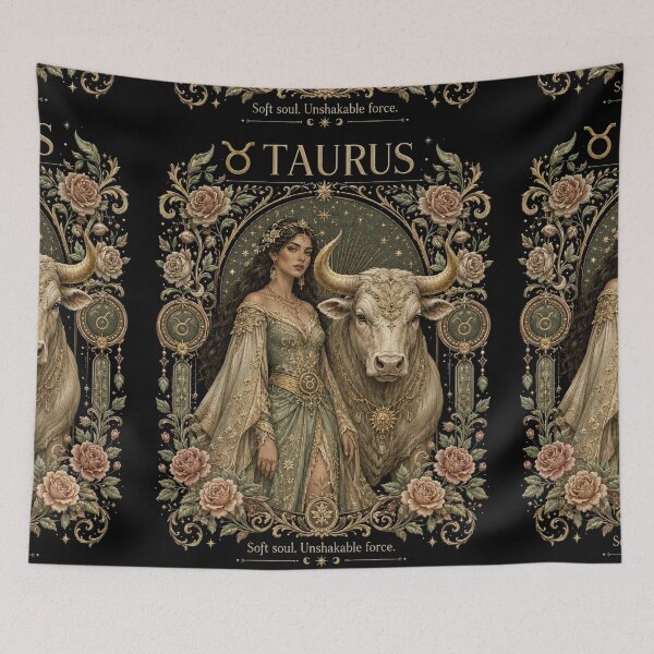 Item preview, Taurus Zodiac Woman | Medieval Fantasy Faux Embroidery Art designed and sold by doinitzart.