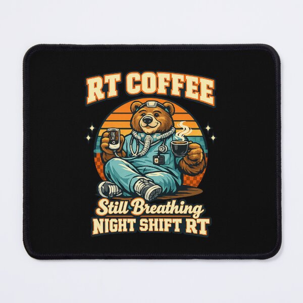 Item preview, Funny RT Coffee Bear Respiratory Therapist Night Shift Retro Mascot T-Shirt Gift designed and sold by ClinicalHubs.