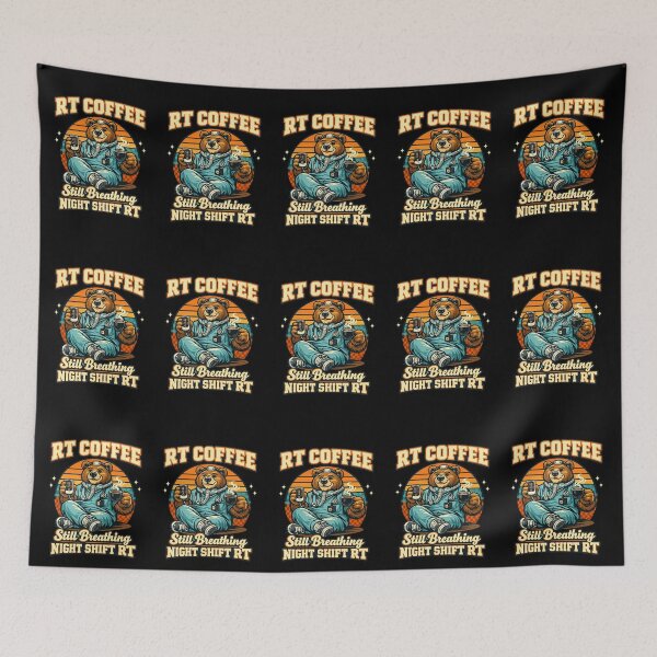 Item preview, Funny RT Coffee Bear Respiratory Therapist Night Shift Retro Mascot T-Shirt Gift designed and sold by ClinicalHubs.