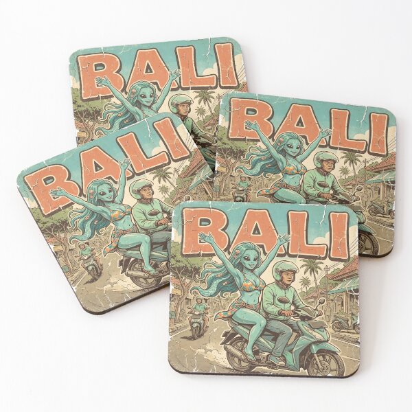 Item preview, Alien Earth Tour: Bali Ride - Retro Tropical Travel Poster designed and sold by HornbillDesign.