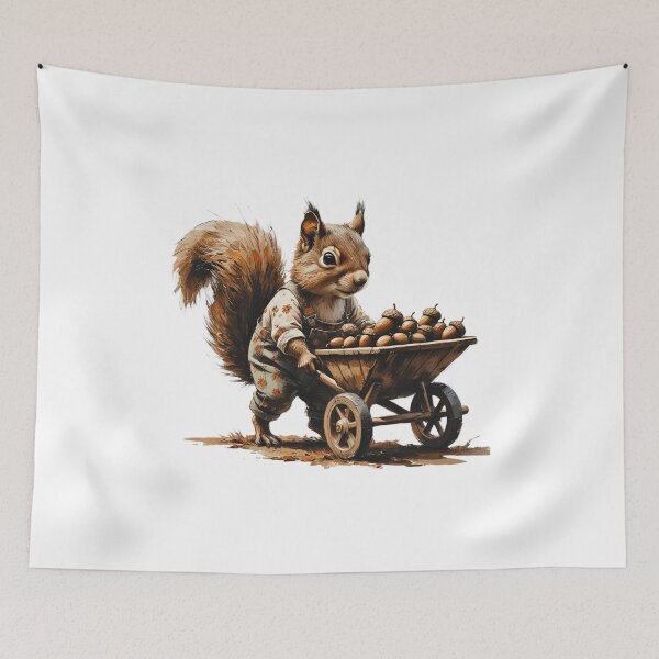 Item preview, Harvest Squirrel with Acorn Cart designed and sold by AQUILAKREO.