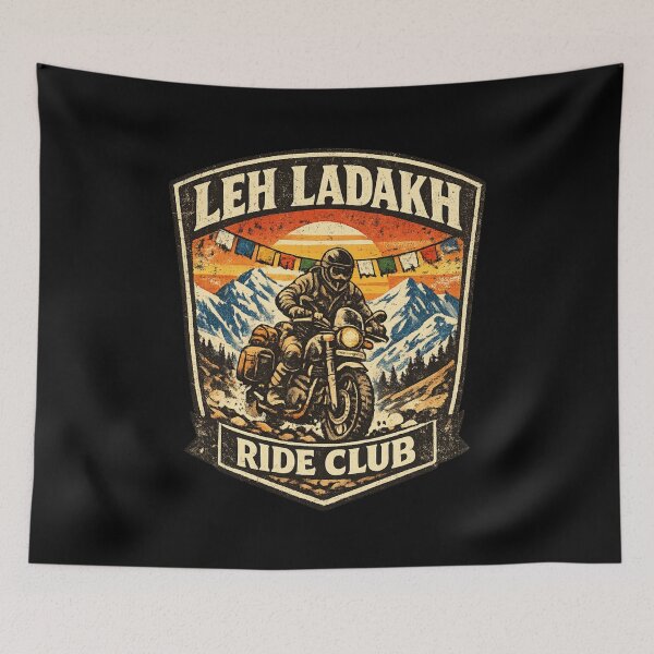 Item preview, Leh Ladakh Ride Club Retro Motorcycle Shirt | Vintage Himalayan Adventure Biker Design designed and sold by Globalcitytees.
