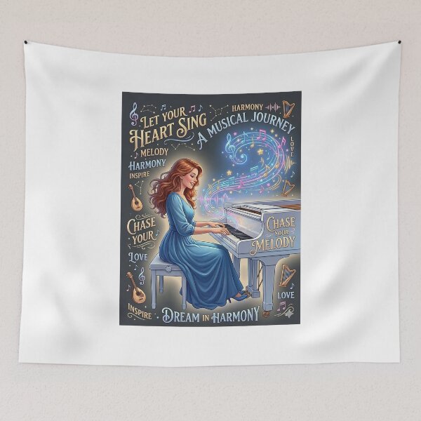 Item preview, ​Elegant Woman Playing Piano Art beautiful illustration designed and sold by Originaledesign.