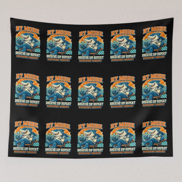 Item preview, Funny Shark Respiratory Therapist RT Mode Breathe Sip Repeat Retro Ocean Mascot T-Shirt designed and sold by ClinicalHubs.