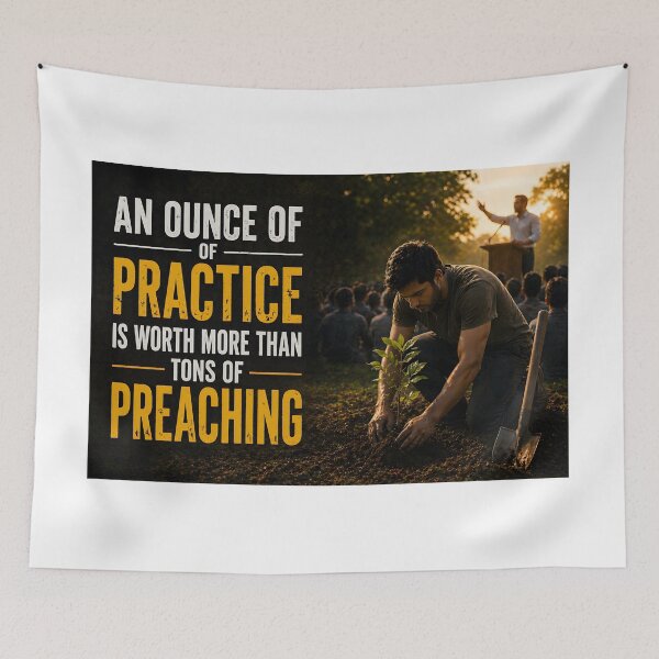 Item preview, Practice is better than preaching designed and sold by QuotesToArt.