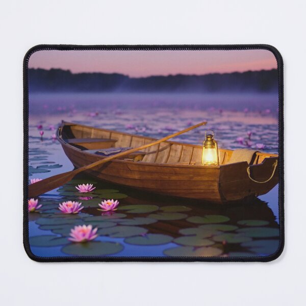 Item preview, a boat among waterlilies designed and sold by psychoshadow.