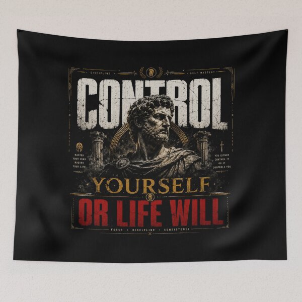 Item preview, Control Yourself Or Life Will Modern Stoic Design designed and sold by LowBatteryStudio ⭐.