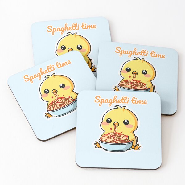 Item preview, Cute Kawaii Chick Eating Spaghetti - "Spaghetti Time! designed and sold by jo-e-basta.