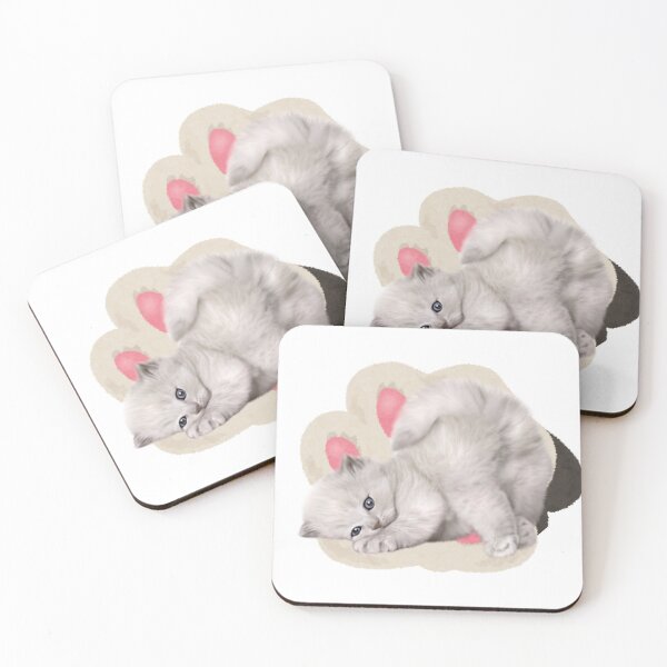 Item preview, Fluffy White Kitten Playing On Cat Paw Background designed and sold by Rhodes Shop.