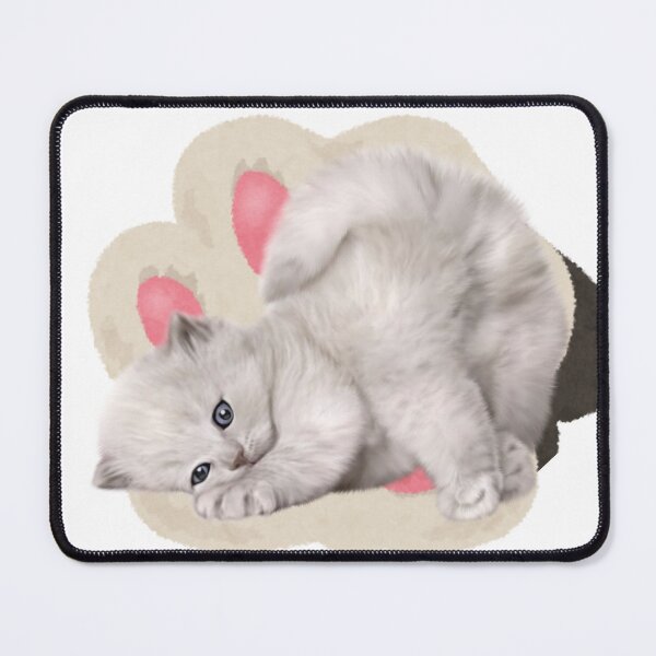 Item preview, Fluffy White Kitten Playing On Cat Paw Background designed and sold by Rhodes Shop.