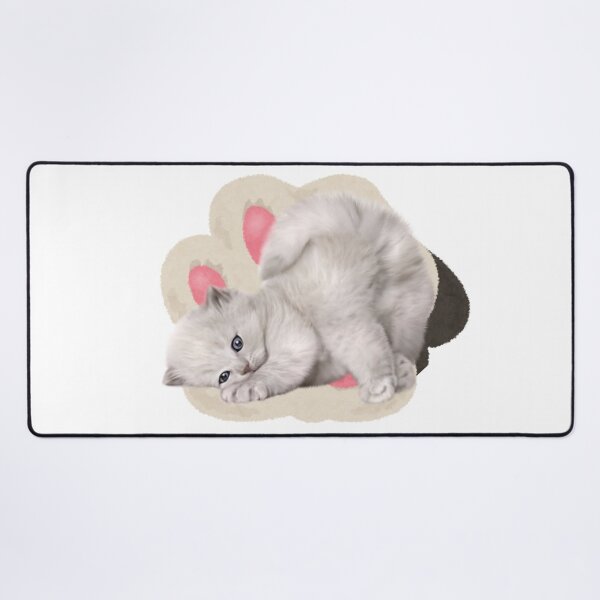 Item preview, Fluffy White Kitten Playing On Cat Paw Background designed and sold by Rhodes Shop.