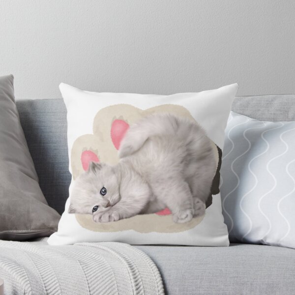 Item preview, Fluffy White Kitten Playing On Cat Paw Background designed and sold by Rhodes Shop.