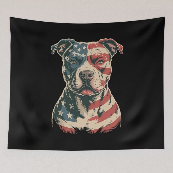 Item preview, Pitbull USA Flag Pit Bull America, Patriotic Pitbull Dog Lover Owner Gift 4th Of July Retro Pitbull Dog designed and sold by Dabbing Turtle Designs.
