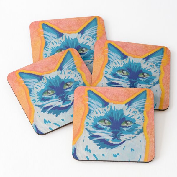 Item preview, Whimsical Blue Kitty Painting designed and sold by AnubisAltarArt.