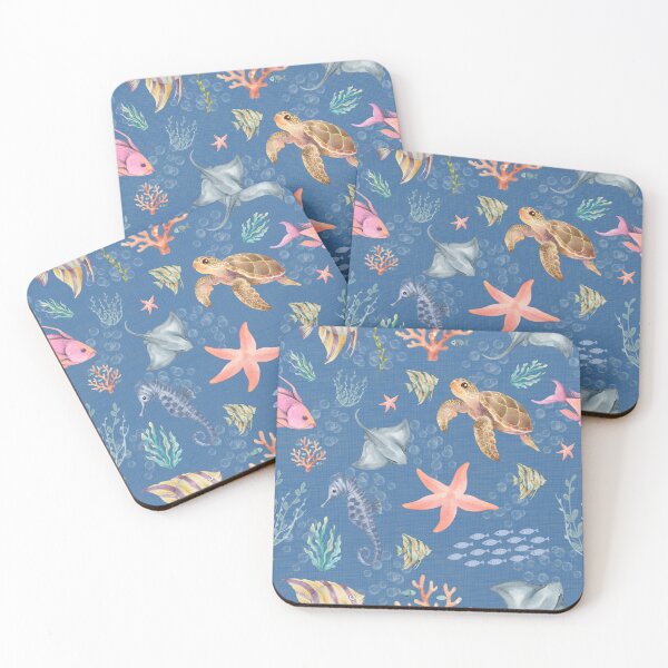 Item preview, Watercolor Ocean Life Textured Blue designed and sold by KSimpson838.