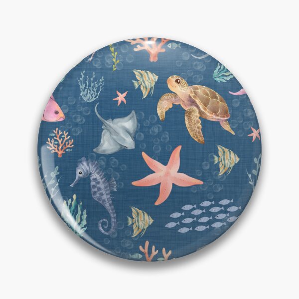 Item preview, Watercolor Ocean Life Textured Dark Azure designed and sold by KSimpson838.