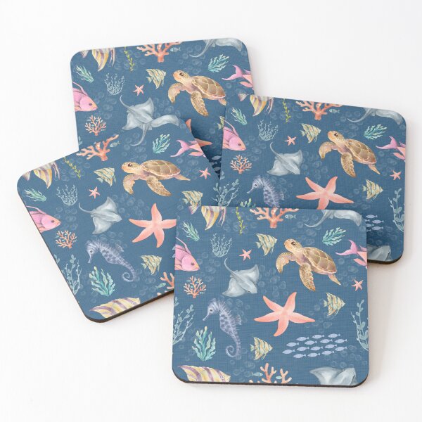 Item preview, Watercolor Ocean Life Textured Dark Azure designed and sold by KSimpson838.